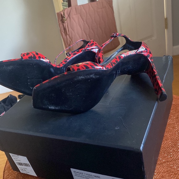 Yves Saint Laurent red Vernice chiffon babycat heels size 38 - Picture 5 of 5